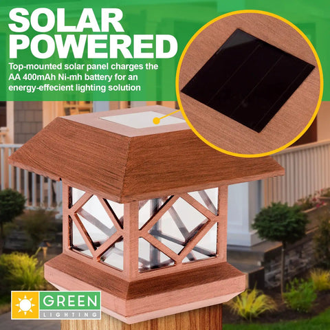 Outdoor Solar Post Cap Lights For 4x4 Wood Posts Brushed Copper Finish 12 Pack Pathway Walkway Lighting with solar panel