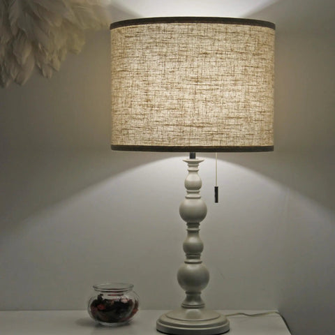Beige Linen Drum Lampshade Set Of 2 For Table Floor And Pendant Lights With UNO Fitter And Spider Compatibility in living room.
