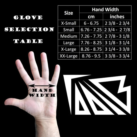 Glove selection table showing sizes and hand width for Built Different Heavy Duty Work Gloves With Breathable Leather Palms And Touchscreen Compatible Tips Machine Washable Reinforced Knuckles Zero Slip Grip For Mechanics And Electricians.