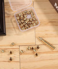 50 Pcs Dope 3D Printing Brass Nuts M5 Threaded Inserts Heat Set Tip Kit With Soldering Adapter displayed on wood surface