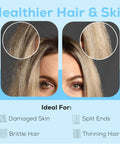 Close-up comparison of hair before and after using High Output Shower Filter Capsule For Sensitive Skin And Dry Scalp No-Fuss 1-Min Install Removes Chlorine And Impurities Oil Rubbed Bronze Finish Keeps Hair And Skin Softer And Healthier.