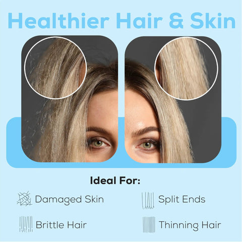 Close-up comparison of hair before and after using High Output Shower Filter Capsule For Sensitive Skin And Dry Scalp No-Fuss 1-Min Install Removes Chlorine And Impurities Oil Rubbed Bronze Finish Keeps Hair And Skin Softer And Healthier.