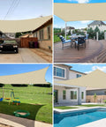 10x14 Sun Shade Sail Rectangle Canopy For Patio Backyard Garden Outdoor UV Blocking Breathable Shade Cloth in beige