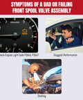 Symptoms of failing Front Spool Valve Solenoid Assembly for Honda Vehicles, check engine light, sluggish performance, stalling