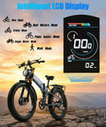 Intelligent LCD display features for Badass Dual Motor Electric Bike For Adults Built Tough For Everyday Cruisin With 3000W Peak Power.