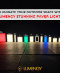 Display of various sizes of 6x6 Inch Paver Light 2700K Warm White Glare-Free Brick Lighting for driveways and patios.