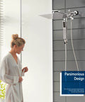 All Metal 8 Inch Rain Shower Head With Handheld Spray, High Pressure Dual Square Shower Head Combo in modern bathroom