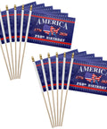 12 Pack 250th Anniversary USA Flags On Sticks 5x8 Inch Handheld Flags For 4th Of July Outdoor Decor Polyester With Wooden Sticks Party Supplies Bundle