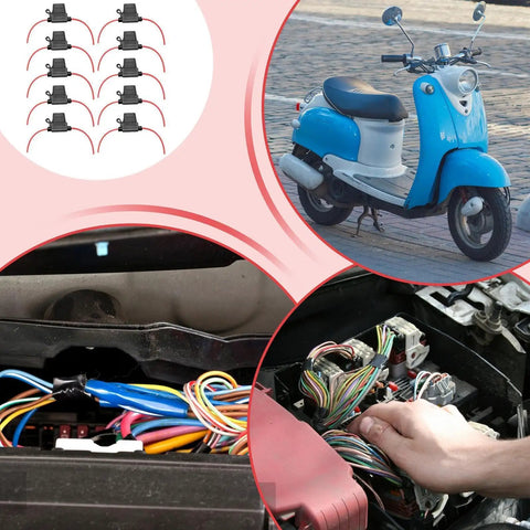 Heavy Duty Automotive Replacement Fuse Holders Waterproof Pvc Shell Top Shelf Electrical Connectors For Vehicle Wiring Systems Moisture Resistant And Built Tough To Handle Any Backroad Journey Or Beater Car Mod in a wiring setup with colorful wires.