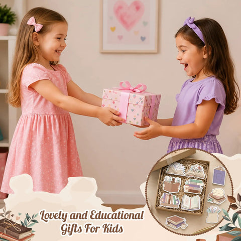 60 Pcs Book Lover Sticky Notes Set With 10 Cute Designs for kids, gift exchange scene, includes sticky notes in box, heart decor
