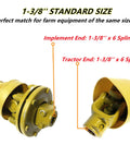 Image of Beefy 41 Lb 3 Point PTO Shaft With Slip Clutch for Rotary Tillers, featuring 1-3/8 inch 6 spline round ends.