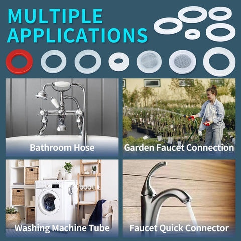 KEZE clear silicone O-rings and washer assortment; 18 O-ring sizes and 14 washer sizes collage
