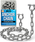 Hella Tough 316 Marine Grade Stainless Steel Anchor Chain One Quarter Inch By Four Feet with double threaded bow shackle pins
