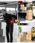 Heavy Duty 4 In 1 Convertible Hand Truck Dolly Cart With Wheels, Non Slip Handle For Moving Gear, showcasing ease of moving boxes.
