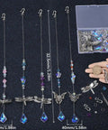 Do It Yourself Suncatcher Kit With Rainbow Prism Beads And Filigree Butterfly Dragonfly Charms, Glass Crystal Drops displayed with components