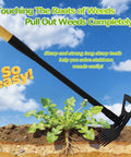 60 Inch Wooden Handle 2 In 1 Weed Uprooting Tool With 7 Tooth Garden Hoe removing weeds from soil