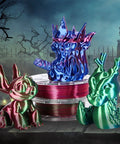 AMOLEN Silk PLA 3D filament bundle; four 1.75mm spools, 200g each, shiny multicolor filament shown with 3D-printed figures