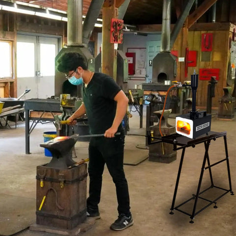Single Burner Portable Propane Forge For Knife Making And Heat Treating, 2600F Rated Blacksmith Forge Kit in workshop