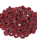 100 Piece 1 Inch Abrasive Buffing Wheel Set For Rotary Tools With 2.35mm Shafts Rust Removal Deburring And Metal Polishing Red 320 Grit