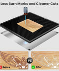 Steel Honeycomb Laser Bed 300x300mm 12x12in with Magnet Hold-Down for Laser Engraver and Cutter, showcasing precision engraving results.