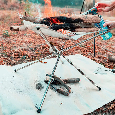 Fire Pit Mat For Bonfire And Grillin Sessions, 0.43 Inch Thick Glass Fiber Fireproof Blanket placed under portable grill in use