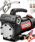 No Fuss 12V DC Fuel Transfer Pump 15 GPM Self Priming Diesel Pump Kit with copper motor and hose attachments.