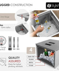 Badass Hella Insulated Workstation Sink For Outdoor Kitchen Bar Station With Deep Stainless Bowl Includes Heavy Duty Lid Commercial Grade Strainer And Cutting Board Built Sick, showing rugged construction and ice-filled basin.