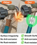 Comparison of rusted and smooth hose fittings, highlighting the effectiveness of 5 Pack 316 Stainless Steel Female To Male NPT Pipe Fittings.