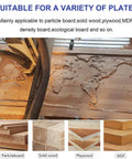 CNC machine carving world map on solid wood with material samples of particle board, plywood, MDF, density board.
