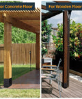 Beefy 4x4 Post Base Brackets Set of 4 Inner 3.6 x 3.6 Inch Post Anchors Black Powder Coated Steel Outdoor Support for decks and pergolas on concrete and wooden floors