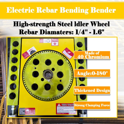 Heavy Duty Automatic Rebar Bender Machine For Steel Rods And Metal Bars 0 To 180 Adjustable Bending Angle With Smooth Running Motor.