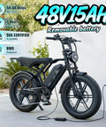 Electric Fat Tire Bike For Adults With 1500W Peak Brushless Motor 80 Mile Range Removable 48V 15Ah Battery