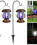 Solar Bug Zapper Outdoor Waterproof Mosquito Killer Lamp With Plastic Ring For Yard And Patio Solar Powered Insect Zapper Antique Bronze Finish Pack Of 2 Easy Switch Nighttime Bug Light