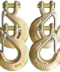 Heavy Duty Clevis Slip Hook With Safety Latch Three Eighths Inch For Grade 70 Transport Chain 4 Pack 18,000 Lbs Capacity Zinc Plated Clevis Hook Set