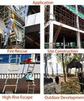 16 Foot Fire Escape Rope Ladder For 2 To 3 Story Homes Emergency Escape shown in various applications