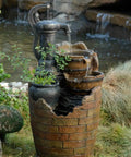 Outdoor Cascading Water Fountain With Pump Included For A Chill Backyard Oasis, Durable Polyresin And Fiberglass Garden Feature