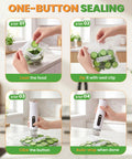 Steps for using Handheld Compact Vacuum Sealer For Food, Portable Meal Saver That Locks In Freshness In 5 To 10 Seconds.
