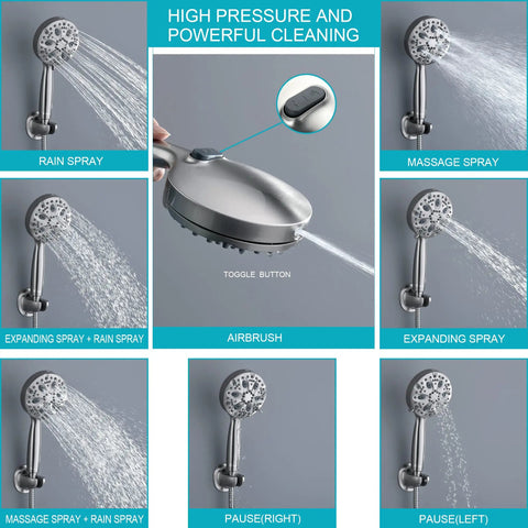 High Pressure Shower Head Combo With 8 Setting Handheld And 6 Setting Rain Head Dual 2 In 1 Wall Mounted Shower System showcase