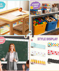 Six Back To School Bulletin Board Borders Set 198 Feet Total With 2.36 Inch Wide Rolls Checked Pencil Notebook Classroom Decor