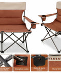 Heavy Duty Camping Chair Set Of Four With Table For Adults Outdoor Folding Lawn Chairs detail showing loveseat and single chair