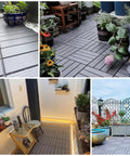 Interlocking Deck Tiles Kit Six Pack 12 Inch By 12 Inch Waterproof Plastic Outdoor Floor Tiles For All Weather Walkways Front Porch Poolside Balcony And Backyard Slip Resistant With Drainage