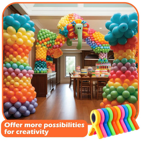 Get A Huge 10 Pack Of Colorful Balloon Arch Clips With Vibrant Rainbow Spring Clamps For Party Decoration Backdrops And Photo Studios That Make Your Events Pop. Rainbow plastic balloon arch clips for party backdrop, 9.5cm set