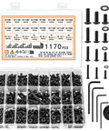 1170 Pcs Metric Bolts And Nuts Set With M3 M4 M5 M6 Hex Socket Button Head Screws Washers And Nuts Kit for assembly use
