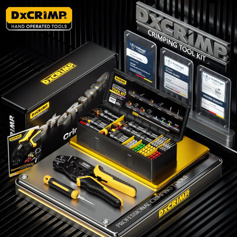 Waterproof Automotive Electrical Connectors Crimping Tool Kit with pin plugs, crimper, tool case for cars, trucks, RVs, boats.