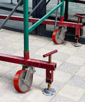Heavy Duty 8x2 Inch Scaffolding Wheel Set Of 4 With 4400 Lb Capacity, Polyurethane On Steel Wheels installed on scaffold