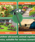 Solar Powered Ultrasonic Animal Repellent With Motion Sensor And Strobe Light for yard, garden, orchard, camping