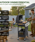 Four Burner Propane Gas BBQ Grill With 40,000 BTU Power, Stainless Steel Build, 459 Sq In Cooking Surface on a patio