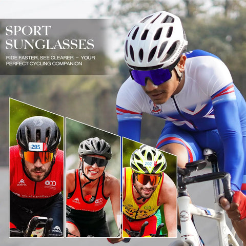 Cyclists wearing Polarized Sport Sunglasses for Men and Women, Lightweight TR90 Frames With UV400 Protection