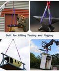 Beefy Heavy Duty 5 Foot Polyester Lifting Sling With 2 Inch Web 4400 Lb WLL Two Ton Capacity 6 To 1 Safety Factor G80 Hooks