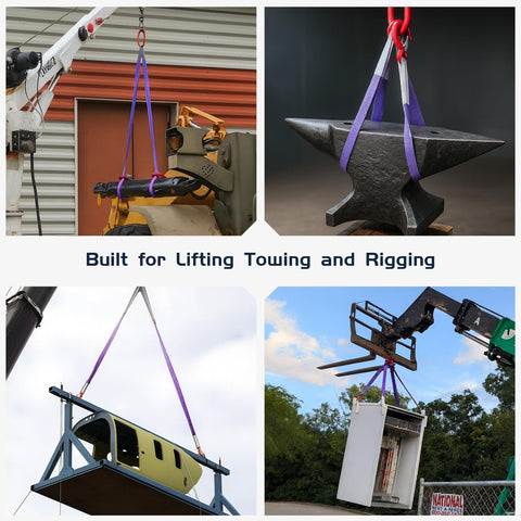 Beefy Heavy Duty 5 Foot Polyester Lifting Sling With 2 Inch Web 4400 Lb WLL Two Ton Capacity 6 To 1 Safety Factor G80 Hooks